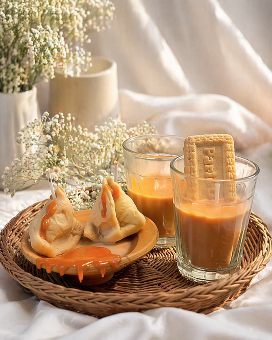 1 chai 2 samosa candle