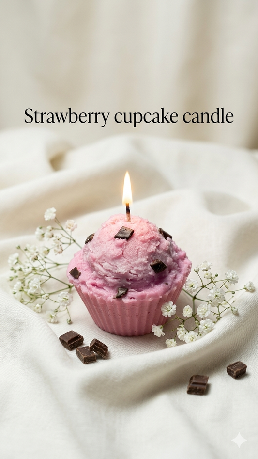 Strawberry cupcake candle
