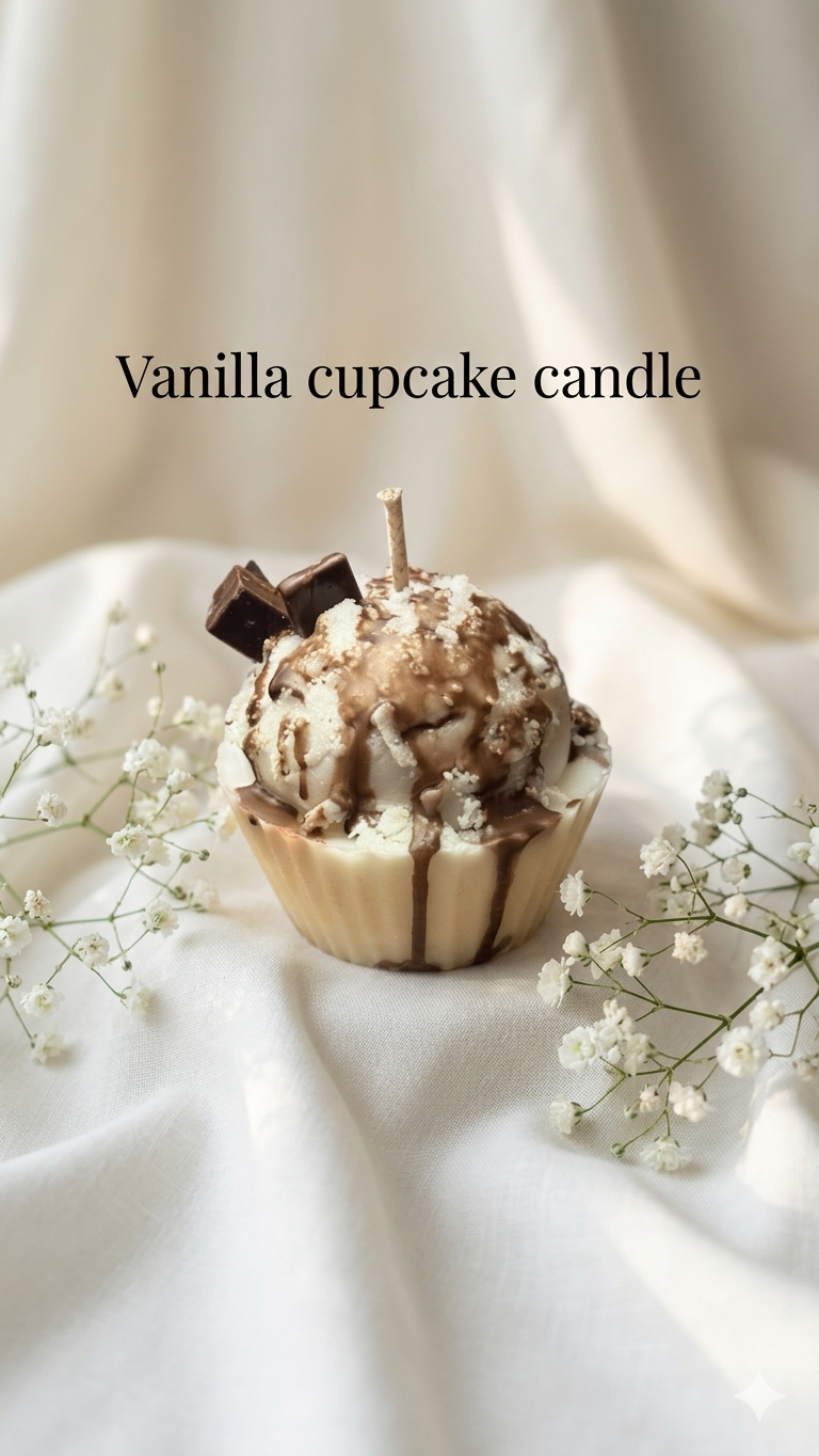 Vanilla cupcake candle